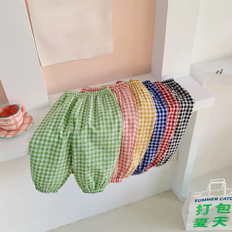Pantalon Vichy Léger à Carreaux pour l'Été (2–10 ans)