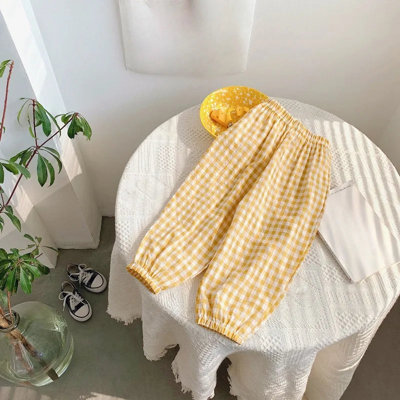 Pantalon Vichy Léger à Carreaux pour l'Été (2–10 ans)