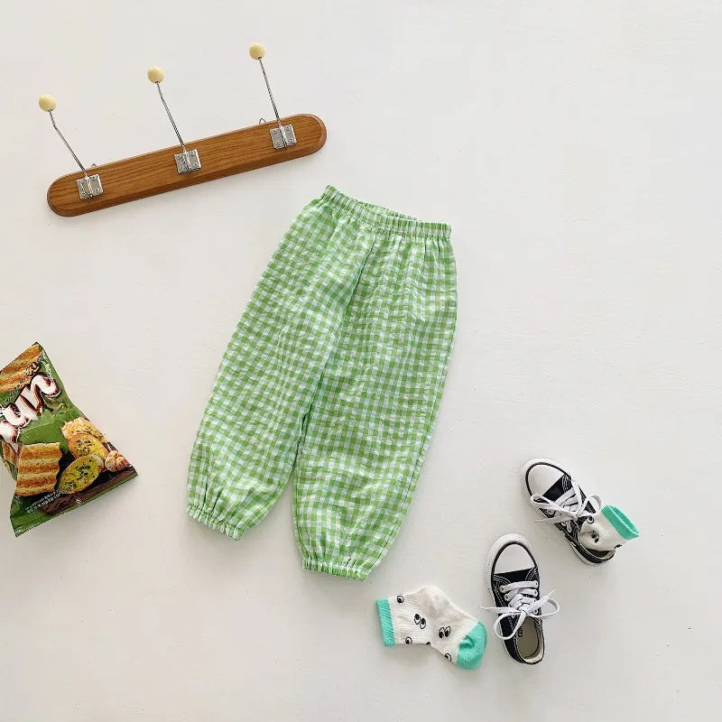 Pantalon Vichy Léger à Carreaux pour l'Été (2–10 ans)