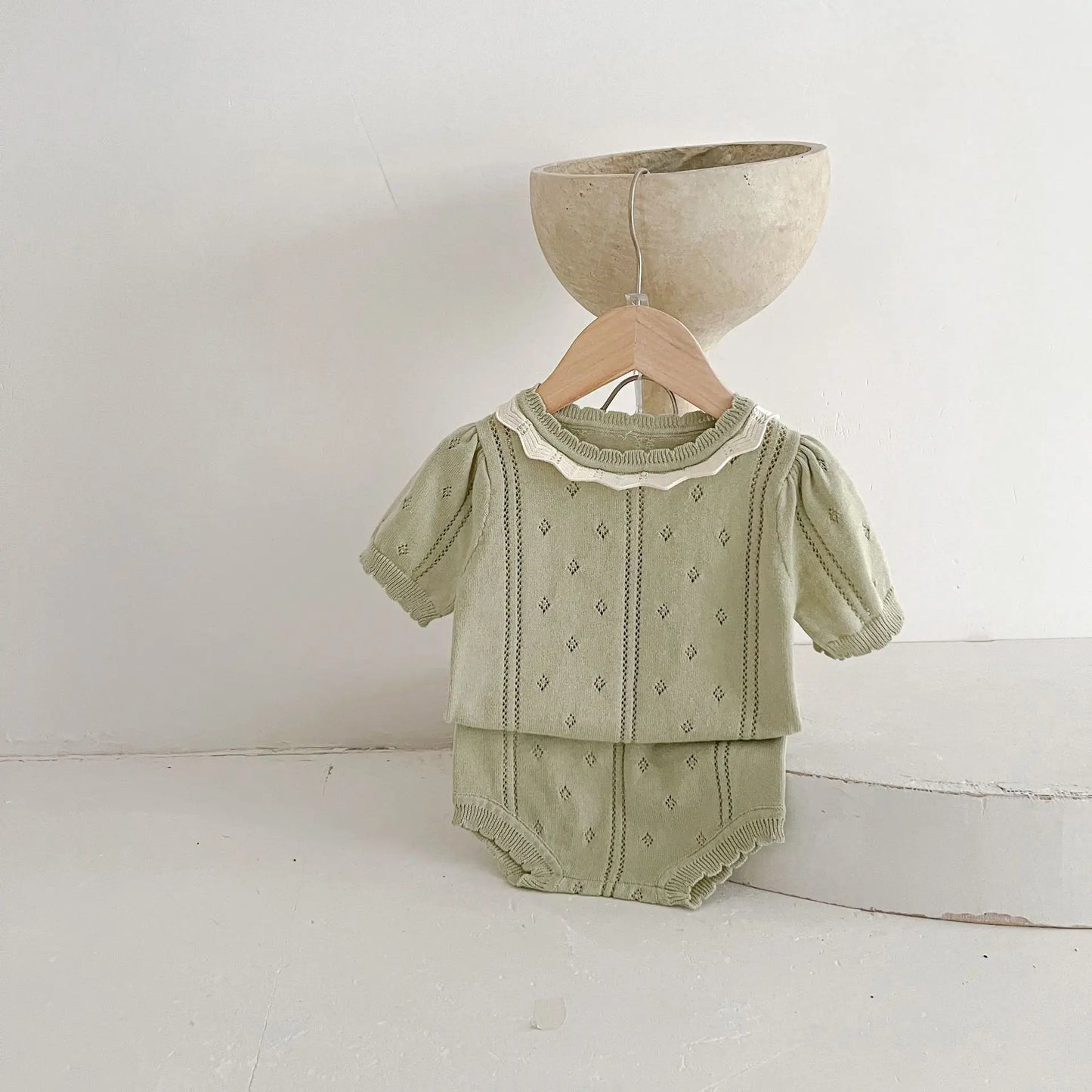 Petit duo tricoté – Ensemble été en maille ajourée