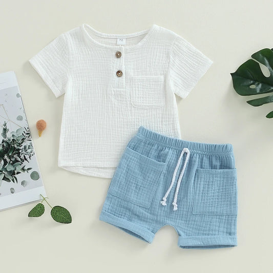 Ensemble Petit aventurier chemise & short en coton