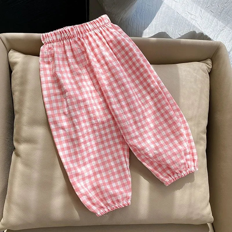 Pantalon Vichy Léger à Carreaux pour l'Été (2–10 ans)