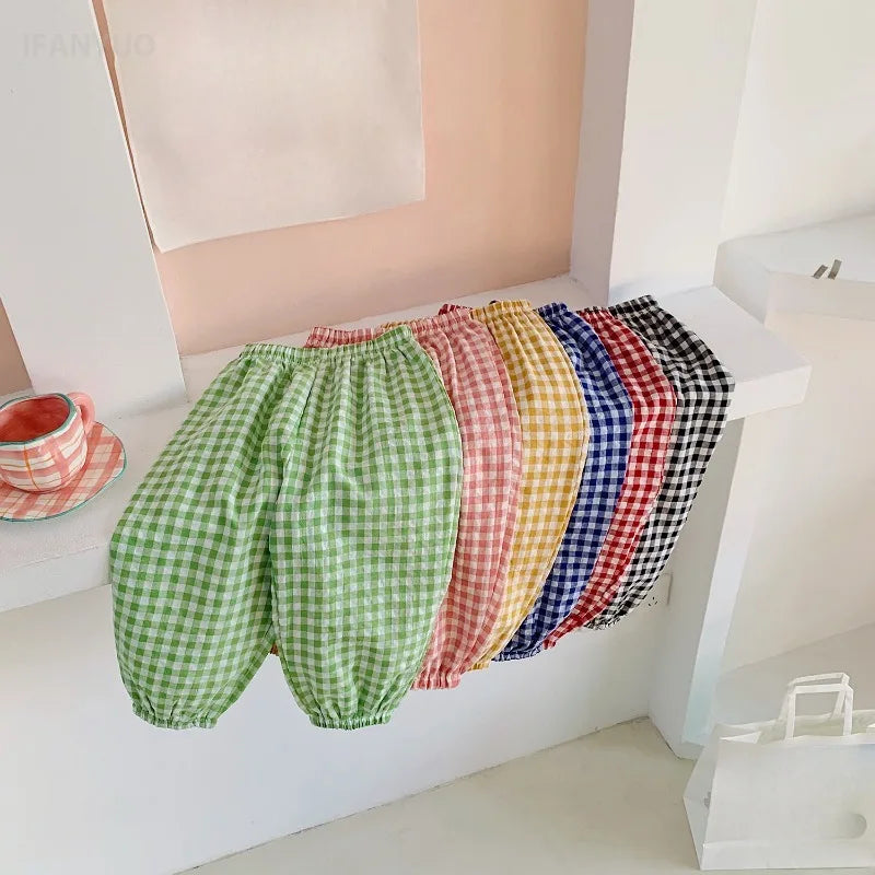 Pantalon Vichy Léger à Carreaux pour l'Été (2–10 ans)