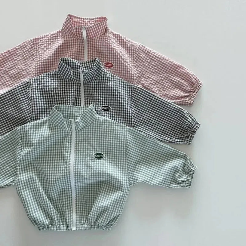 Ensemble Petit Carreau – Veste zippée & short assorti