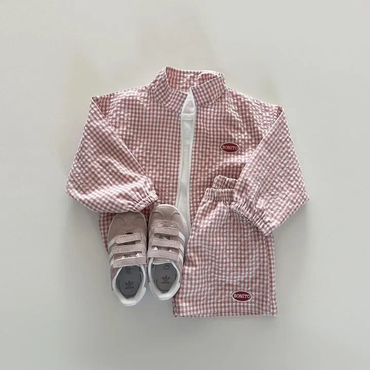 Ensemble Petit Carreau – Veste zippée & short assorti
