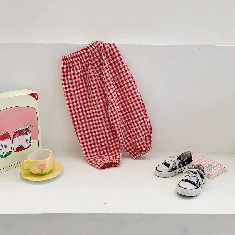 Pantalon Vichy Léger à Carreaux pour l'Été (2–10 ans)