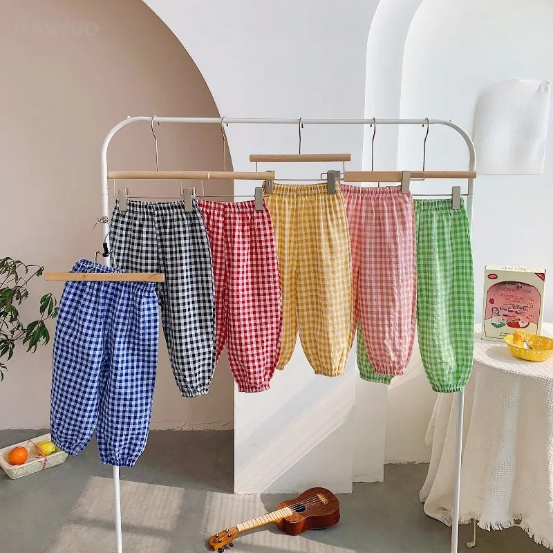 Pantalon Vichy Léger à Carreaux pour l'Été (2–10 ans)