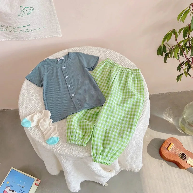 Pantalon Vichy Léger à Carreaux pour l'Été (2–10 ans)