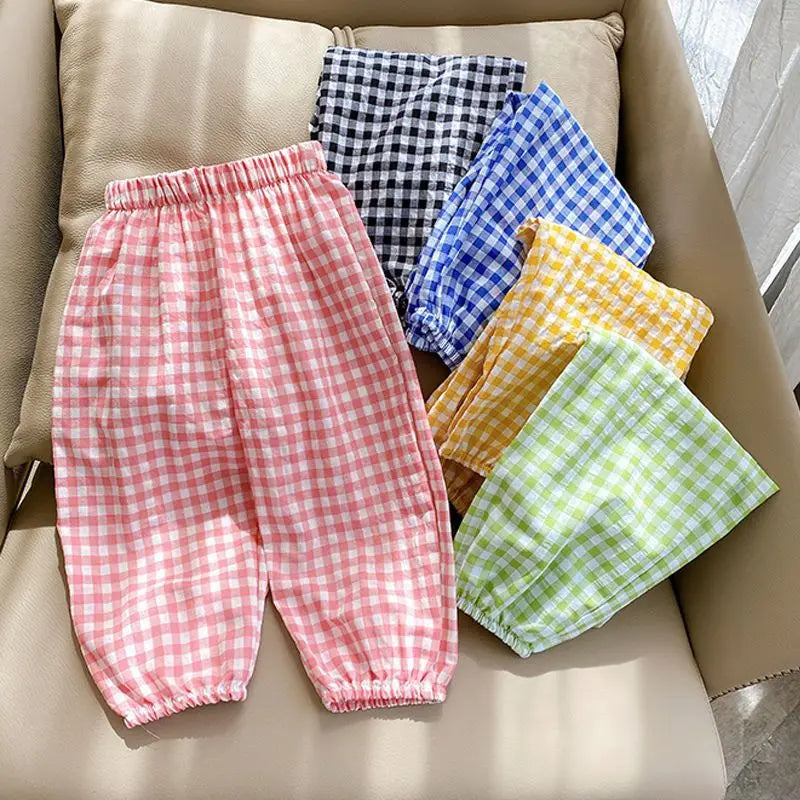 Pantalon Vichy Léger à Carreaux pour l'Été (2–10 ans)