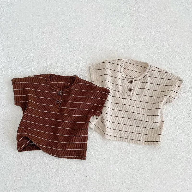 Ensemble Bébé Rayé – T-shirt & Bloomer en Coton (2 pièces)