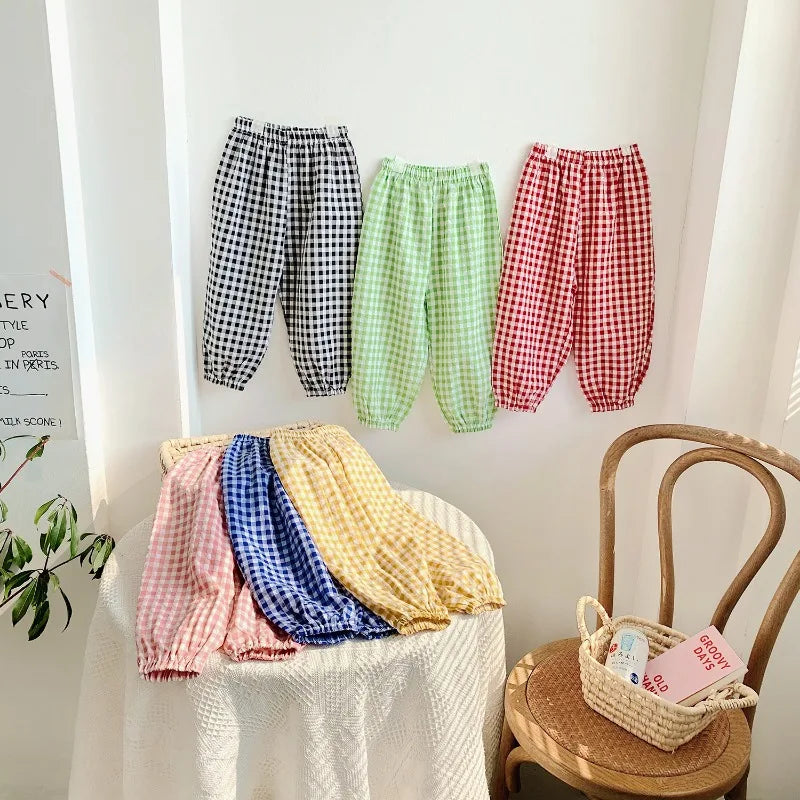 Pantalon Vichy Léger à Carreaux pour l'Été (2–10 ans)