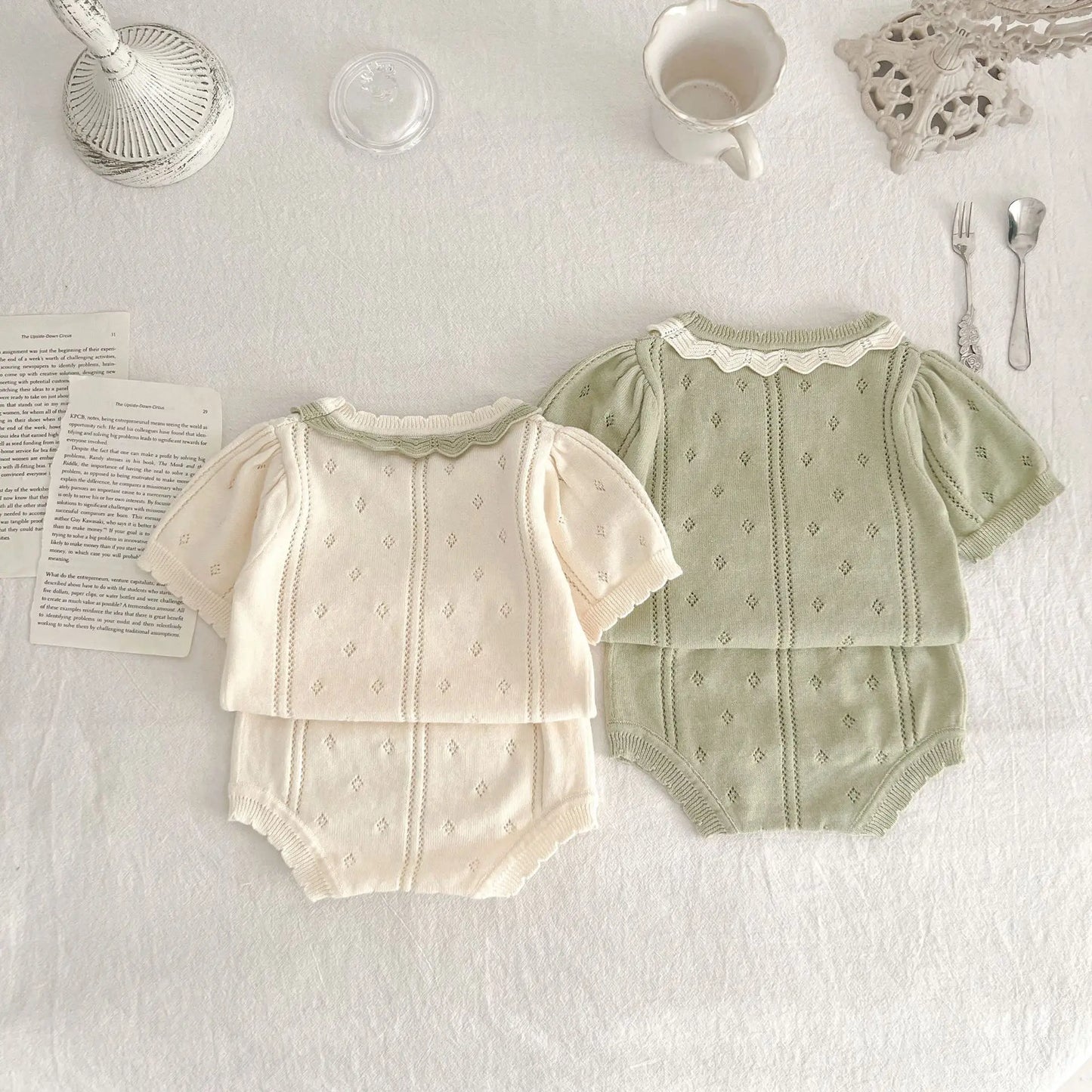 Petit duo tricoté – Ensemble été en maille ajourée