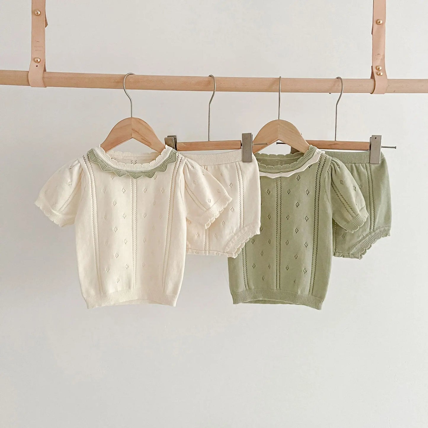 Petit duo tricoté – Ensemble été en maille ajourée