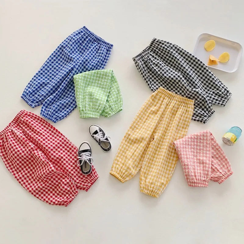 Pantalon Vichy Léger à Carreaux pour l'Été (2–10 ans)