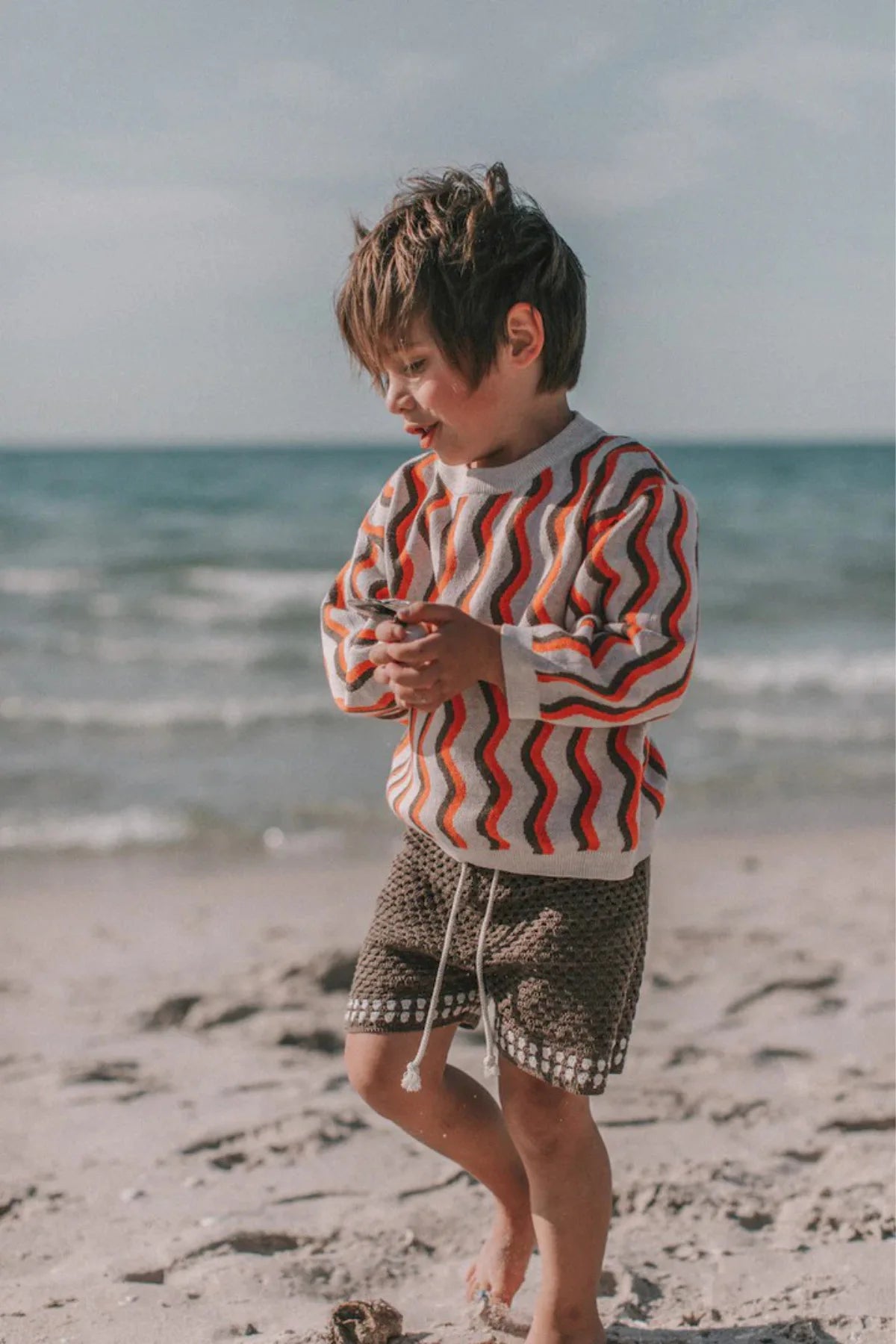 Petit Ensemble Tricoté Plage Douce – Haut et Short à Mailles Aérées