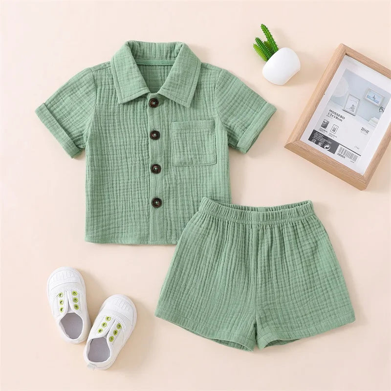 Ensemble Douce Aventure – Chemisette & Short en Coton-Lin