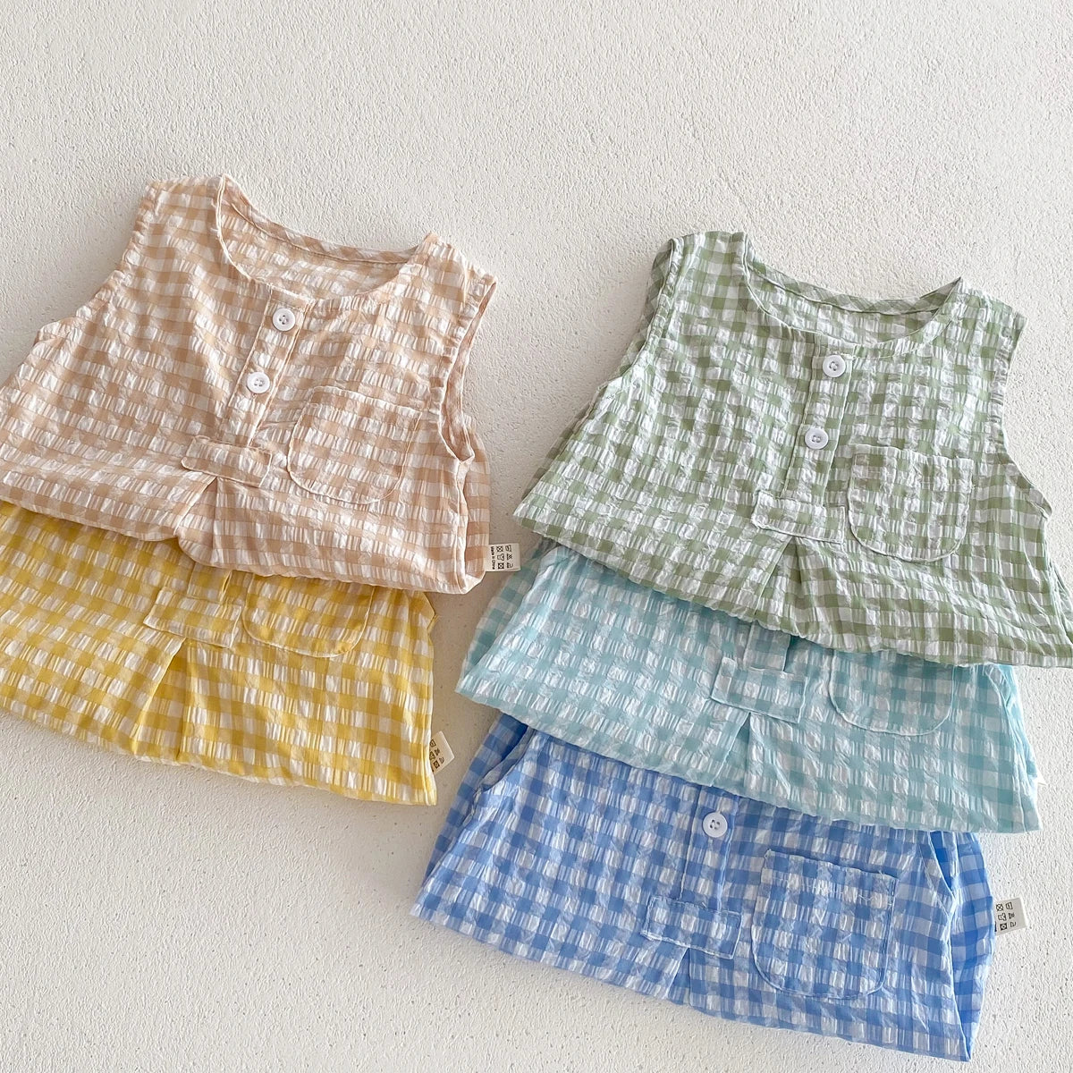 Barboteuse en Coton Vichy sans manches