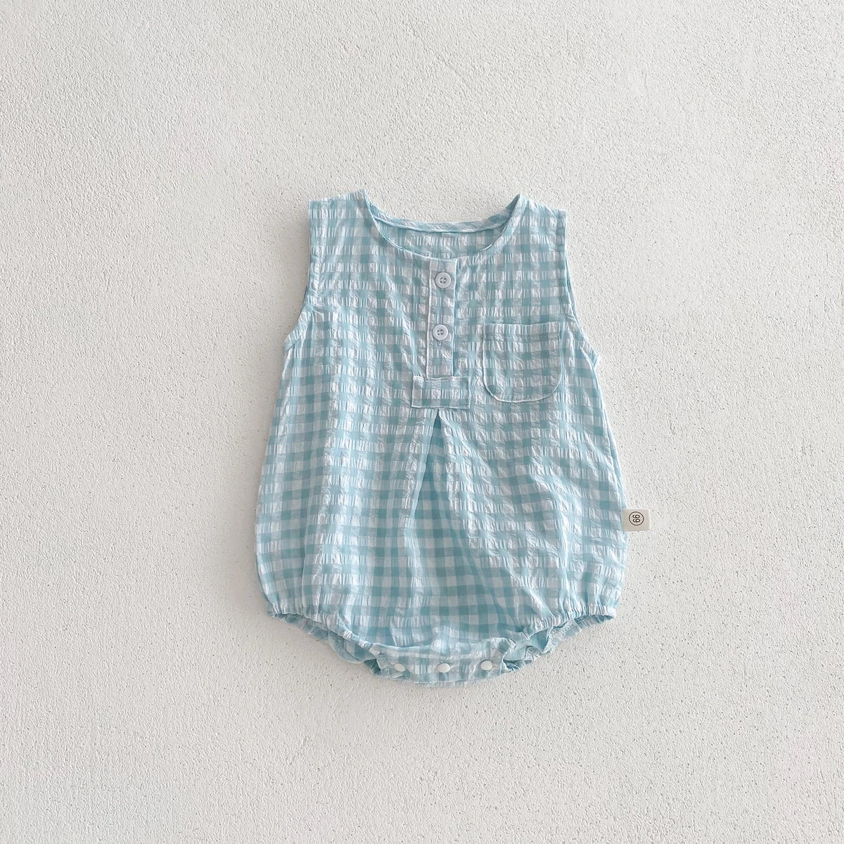 Barboteuse en Coton Vichy sans manches