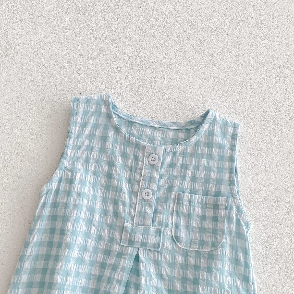 Barboteuse en Coton Vichy sans manches
