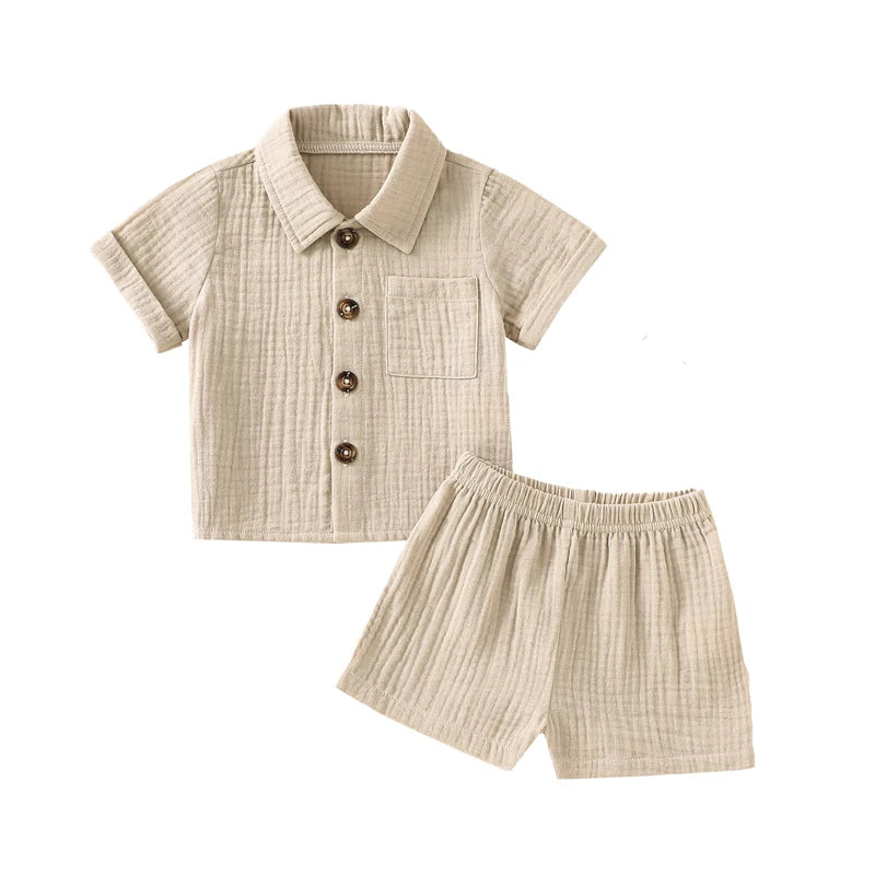 Ensemble Douce Aventure – Chemisette & Short en Coton-Lin