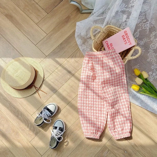 Pantalon Vichy Léger à Carreaux pour l'Été (2–10 ans)