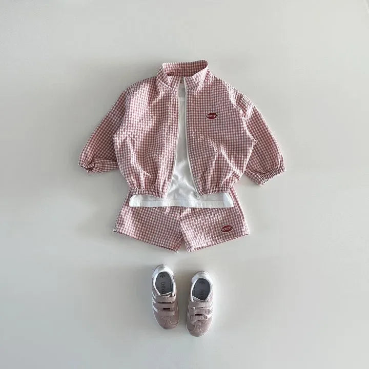 Ensemble Petit Carreau – Veste zippée & short assorti