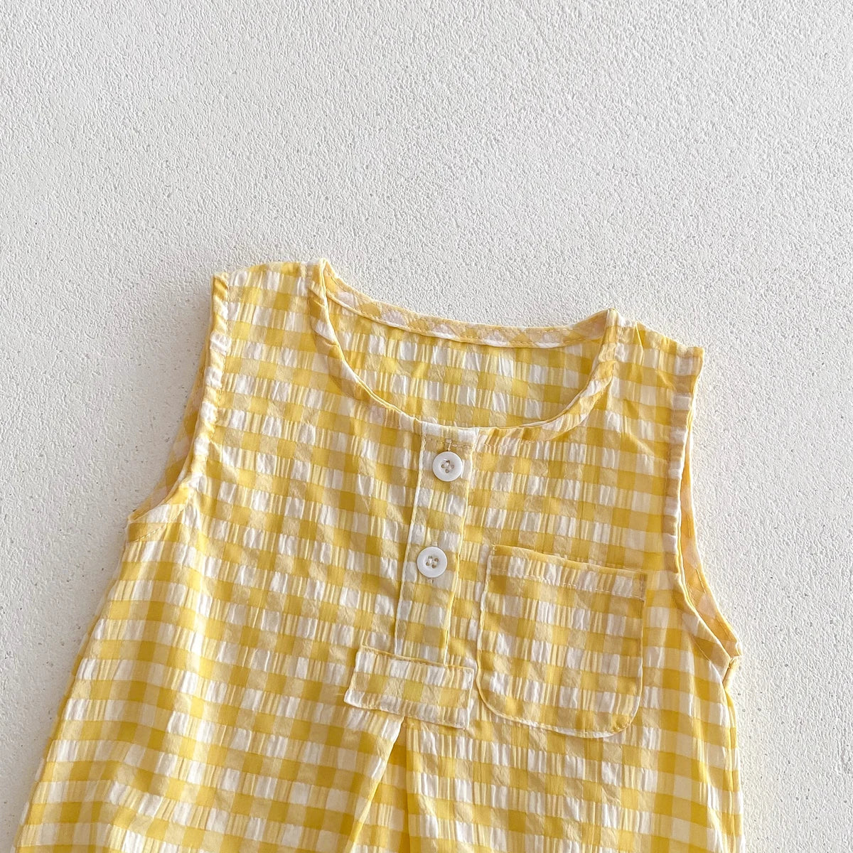Barboteuse en Coton Vichy sans manches