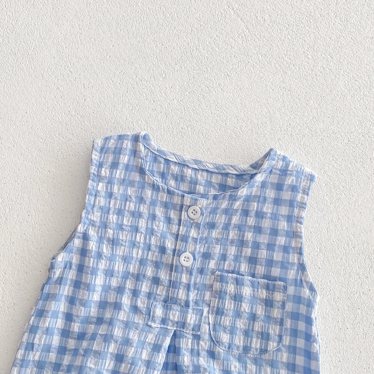 Barboteuse en Coton Vichy sans manches