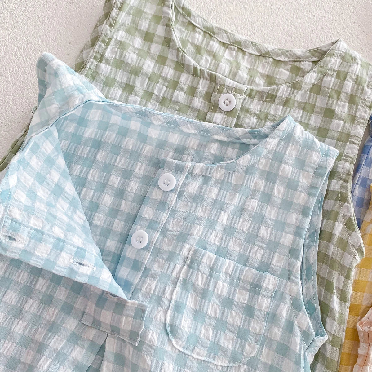 Barboteuse en Coton Vichy sans manches