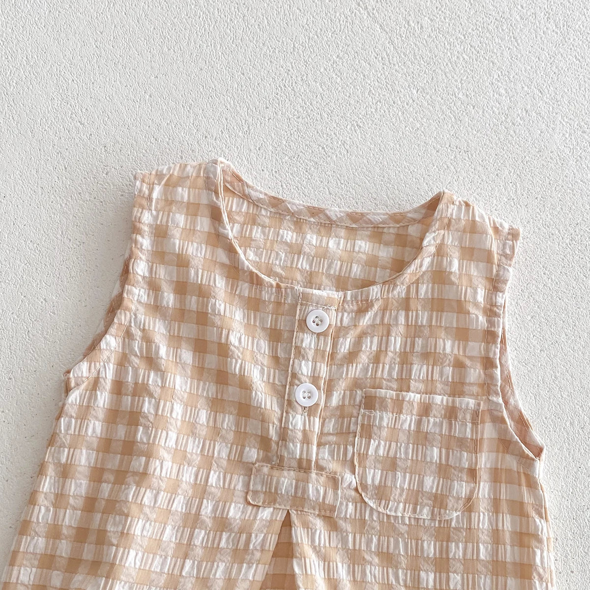 Barboteuse en Coton Vichy sans manches