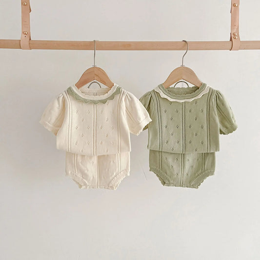 Petit duo tricoté – Ensemble été en maille ajourée