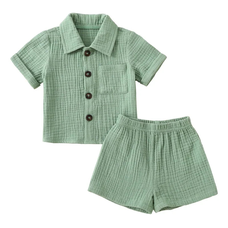 Ensemble Douce Aventure – Chemisette & Short en Coton-Lin
