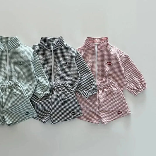 Ensemble Petit Carreau – Veste zippée & short assorti