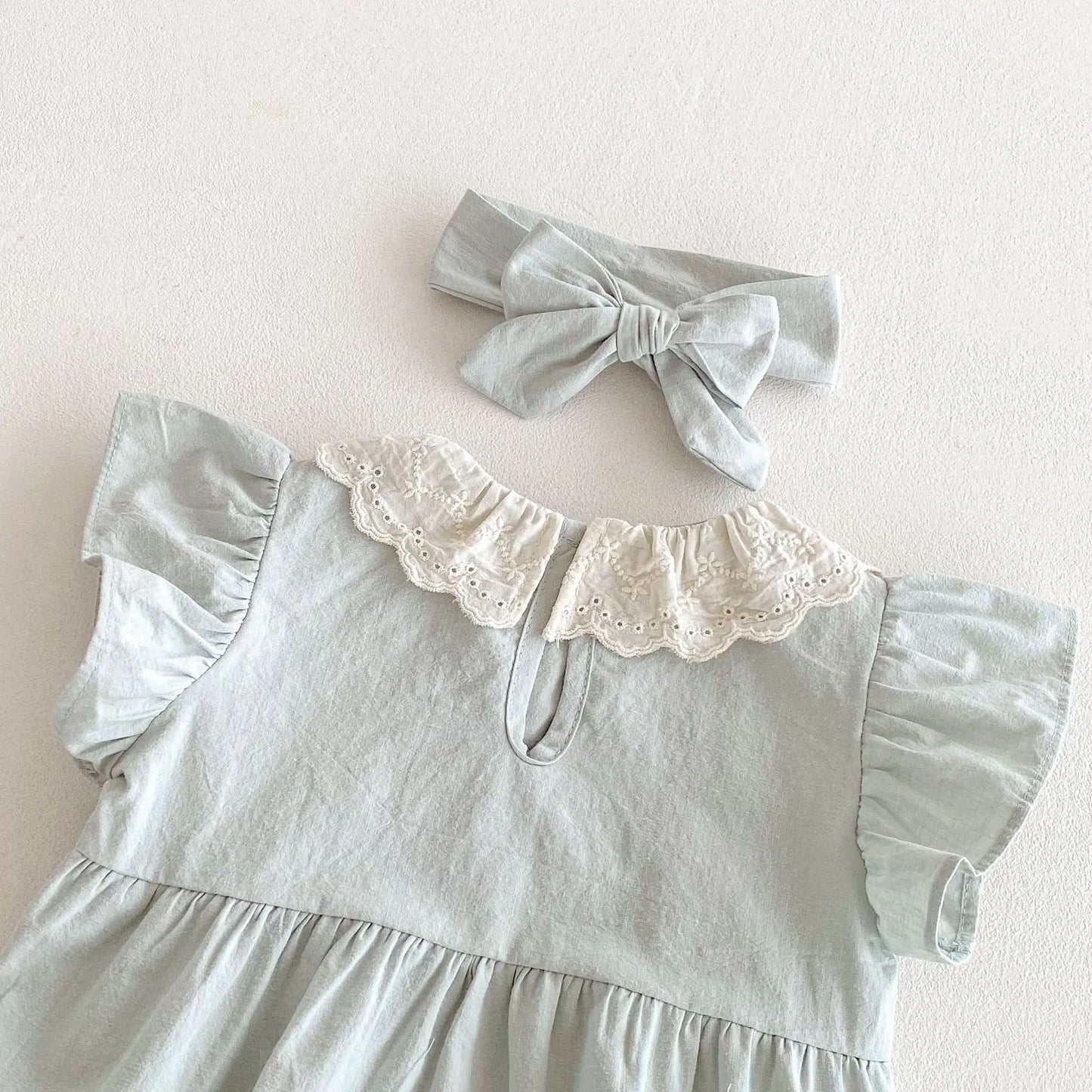 Barboteuse Petite fée col poupée avec bandeau assorti