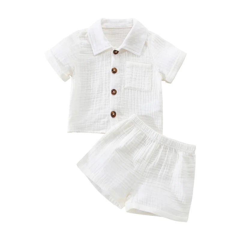 Ensemble Douce Aventure – Chemisette & Short en Coton-Lin