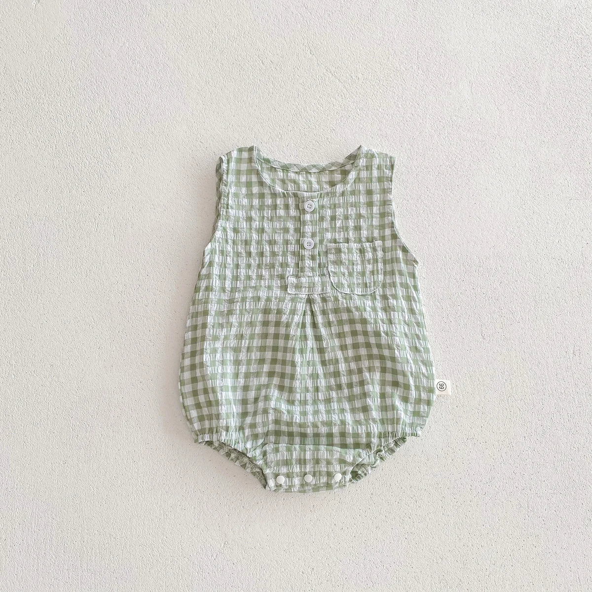 Barboteuse en Coton Vichy sans manches