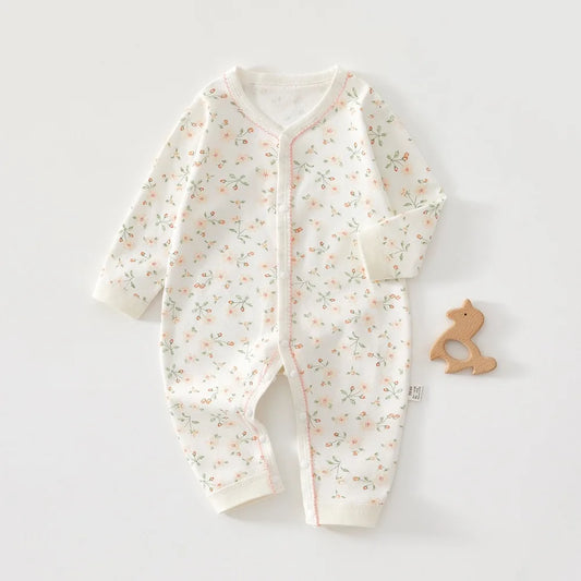 Combinaison Harmonie Fleurie en Coton (0–6 mois)