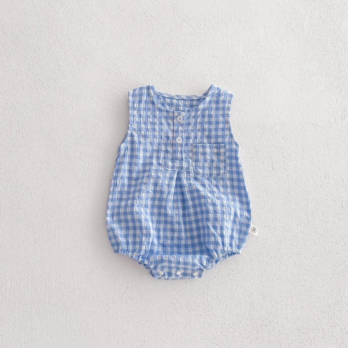 Barboteuse en Coton Vichy sans manches