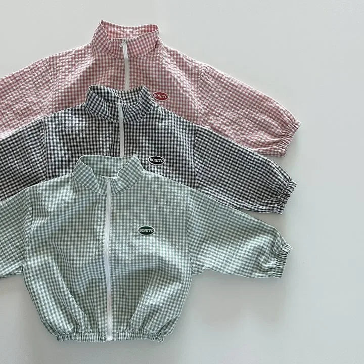 Ensemble Petit Carreau – Veste zippée & short assorti