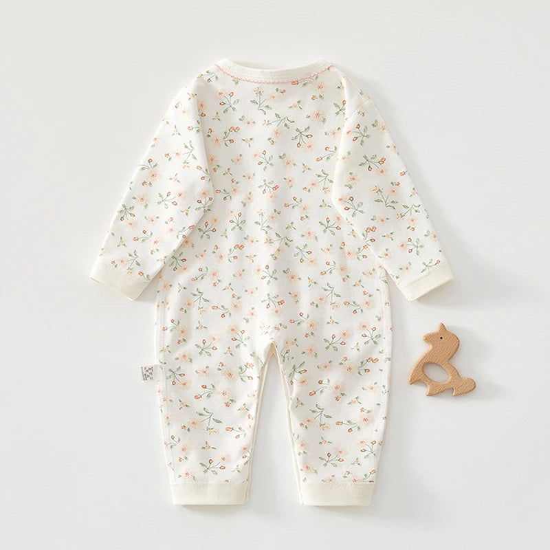 Combinaison Harmonie Fleurie en Coton (0–6 mois)