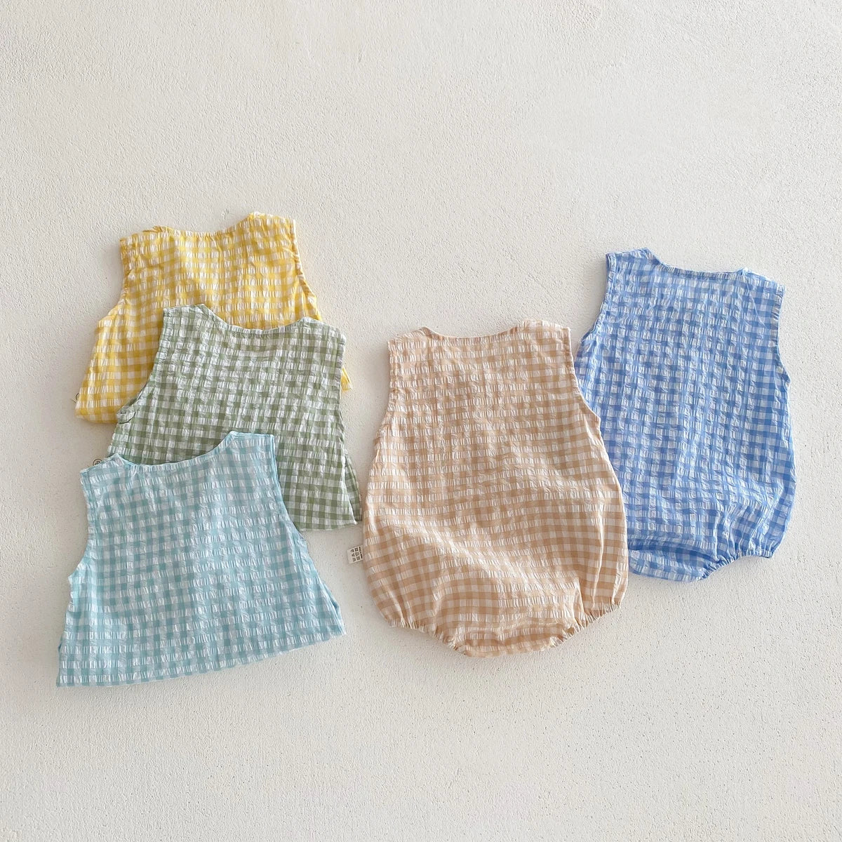Barboteuse en Coton Vichy sans manches
