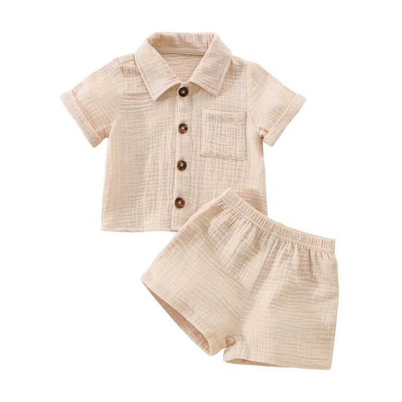 Ensemble Douce Aventure – Chemisette & Short en Coton-Lin