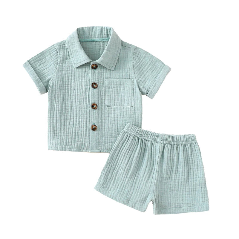 Ensemble Douce Aventure – Chemisette & Short en Coton-Lin