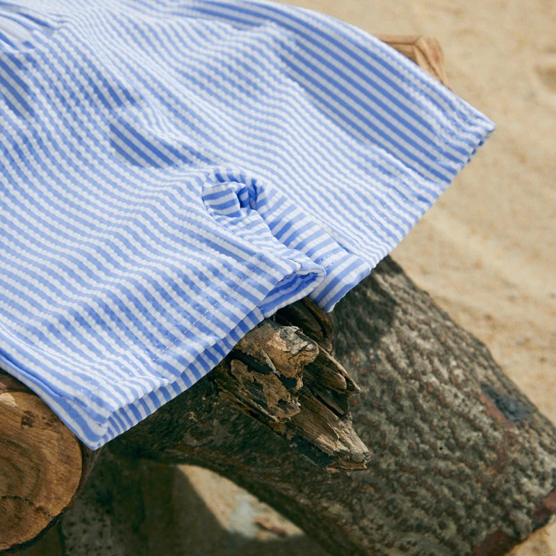 Ensemble de Bain Petit Marin – Rayé avec Chapeau (Anti-UV)