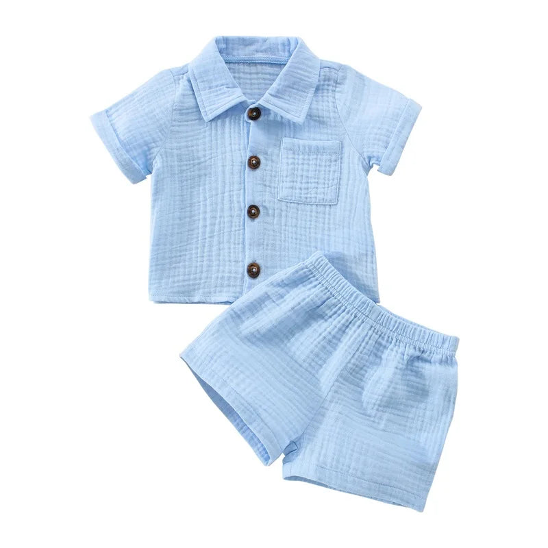 Ensemble Douce Aventure – Chemisette & Short en Coton-Lin