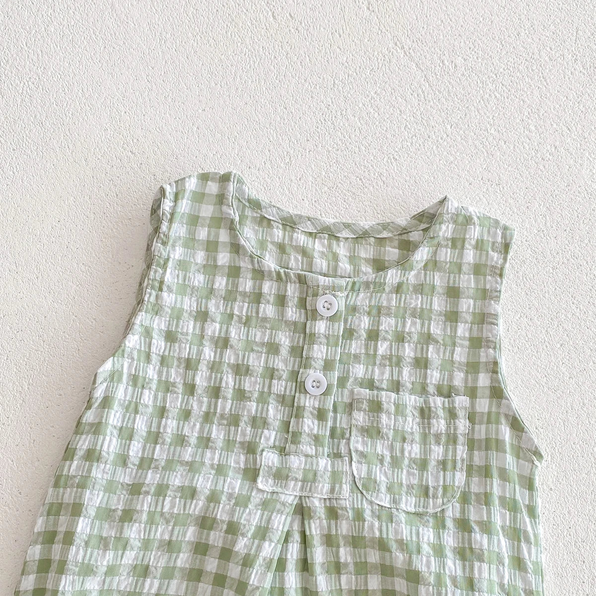 Barboteuse en Coton Vichy sans manches