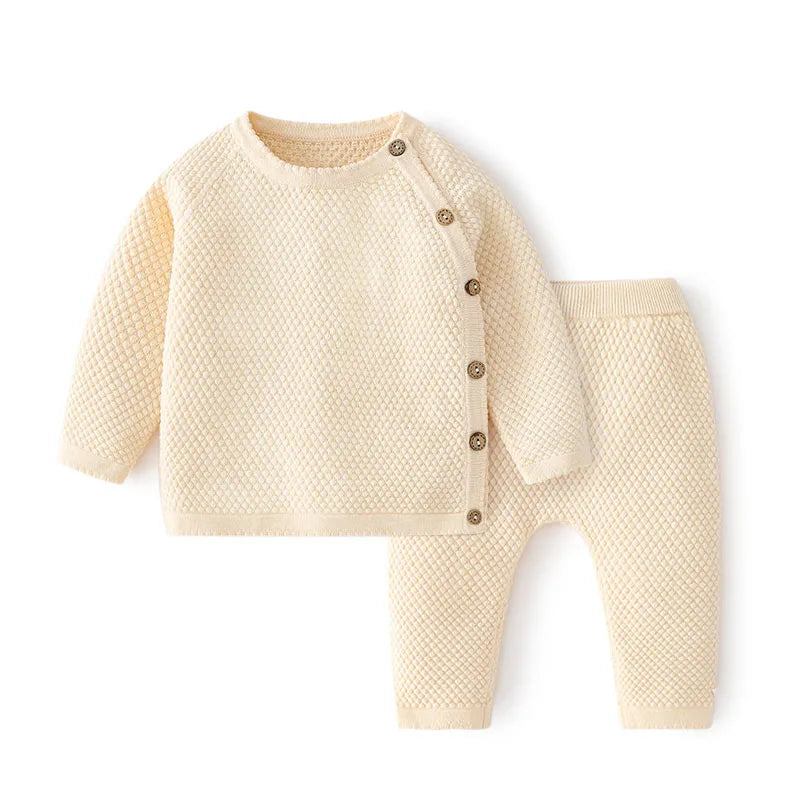 Doux Cocoon – Ensemble Tricot Bébé (Pull + Pantalon)